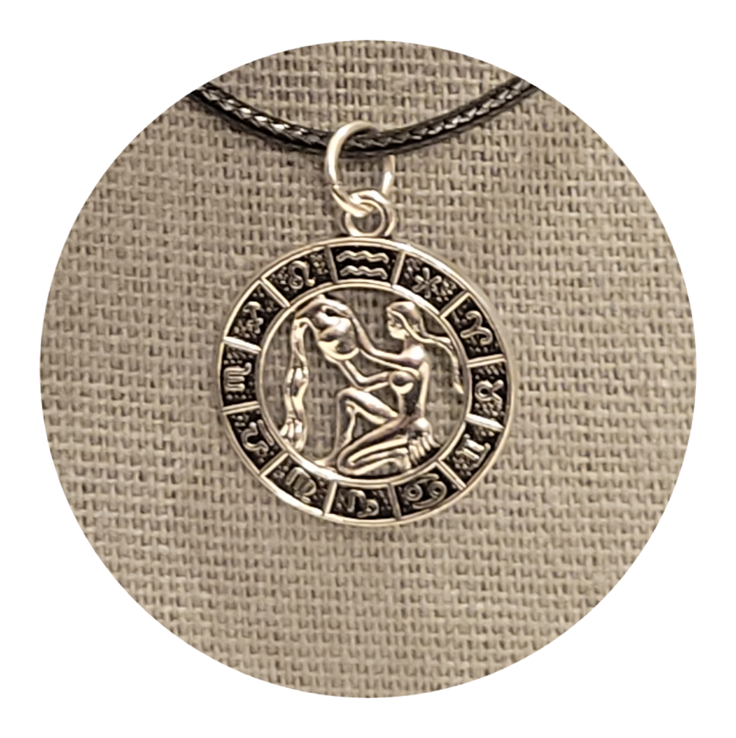 Zodiac Choker 20" Leather Jute with Metal Charm