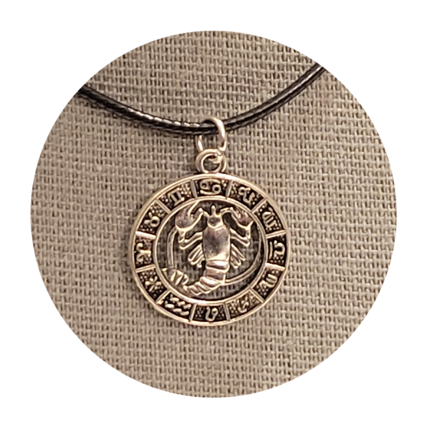 Zodiac Choker 20" Leather Jute with Metal Charm