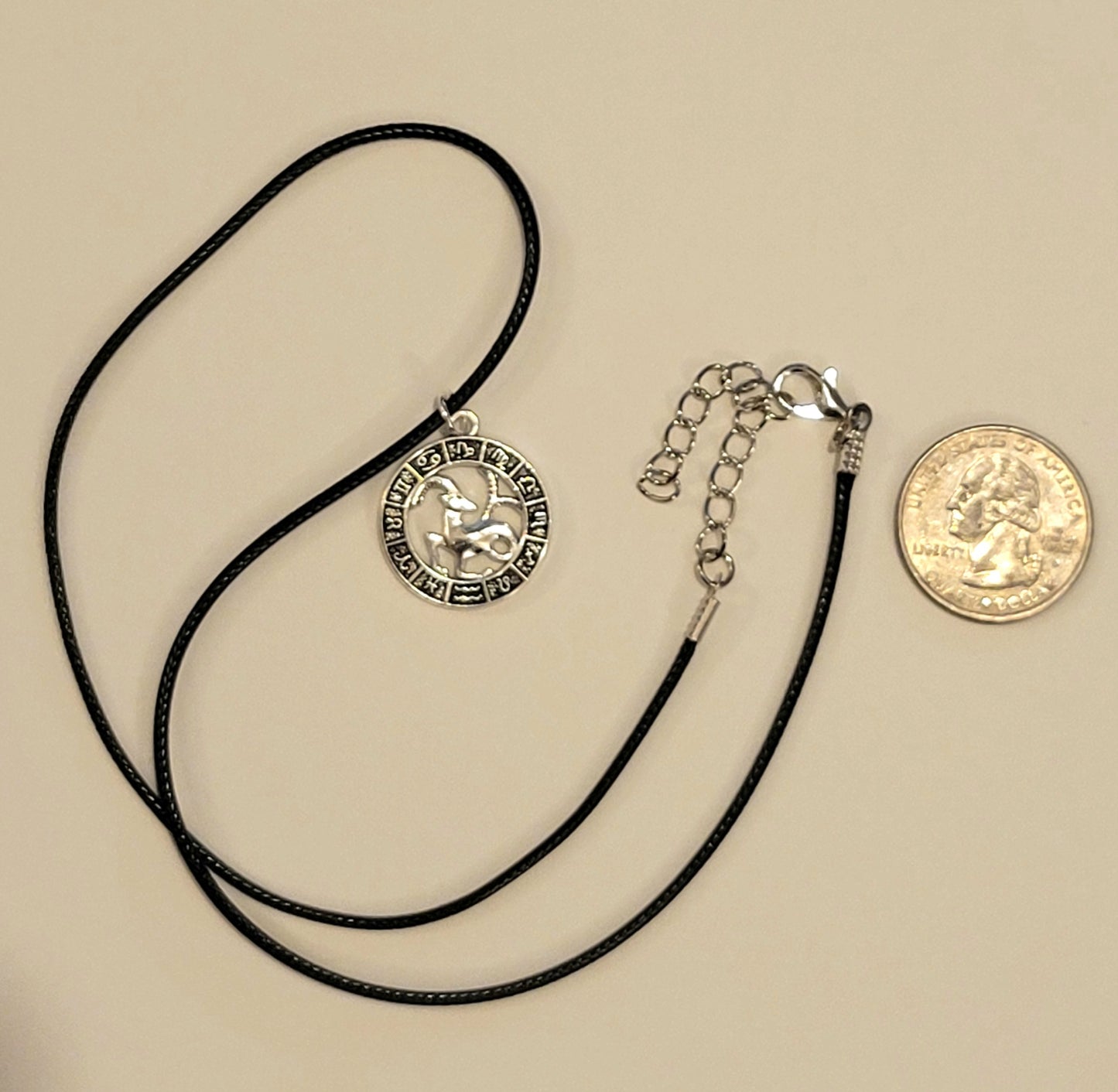 Zodiac Choker 20" Leather Jute with Metal Charm