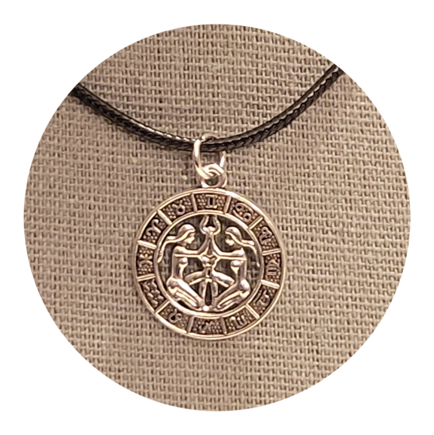 Zodiac Choker 20" Leather Jute with Metal Charm