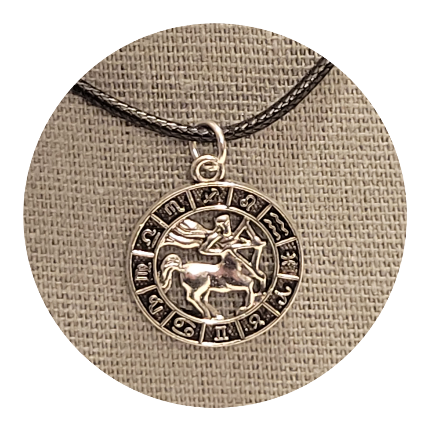 Zodiac Choker 20" Leather Jute with Metal Charm