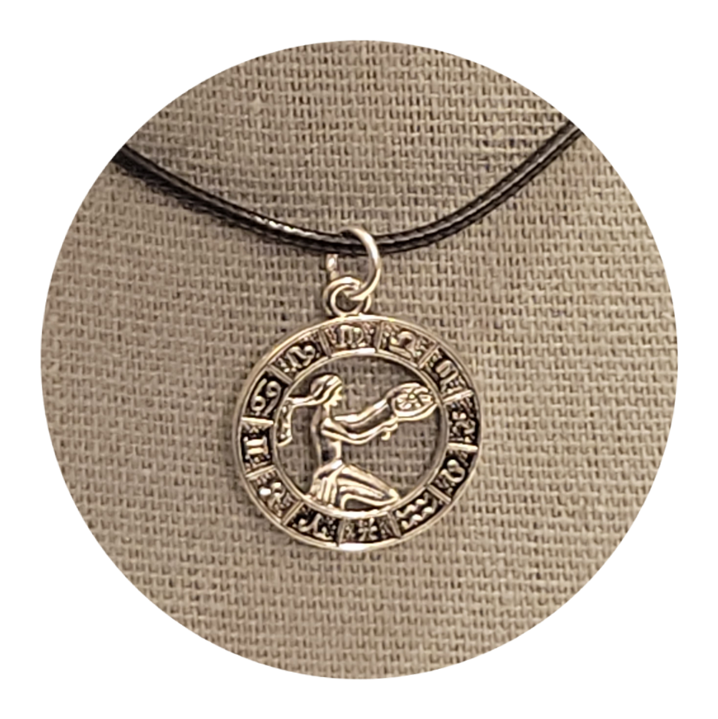 Zodiac Choker 20" Leather Jute with Metal Charm