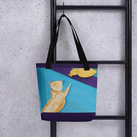 Tote bag-15x15- Cat And Duck 1