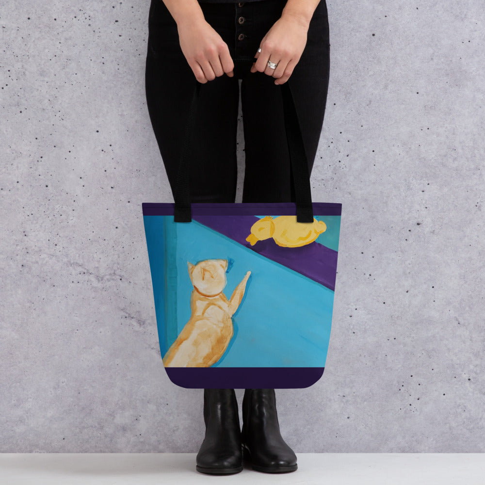 Tote bag-15x15- Cat And Duck 1