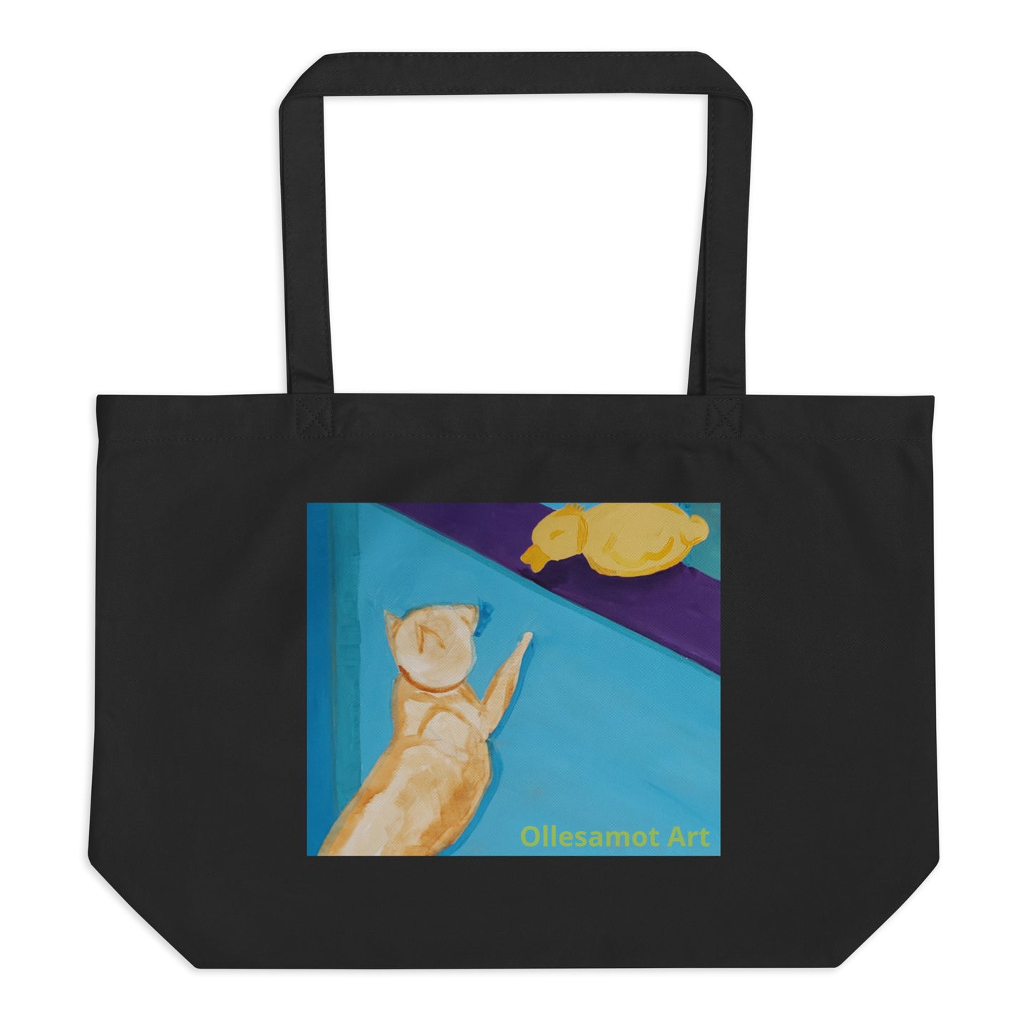 Large organic tote bag- Cat And Duck