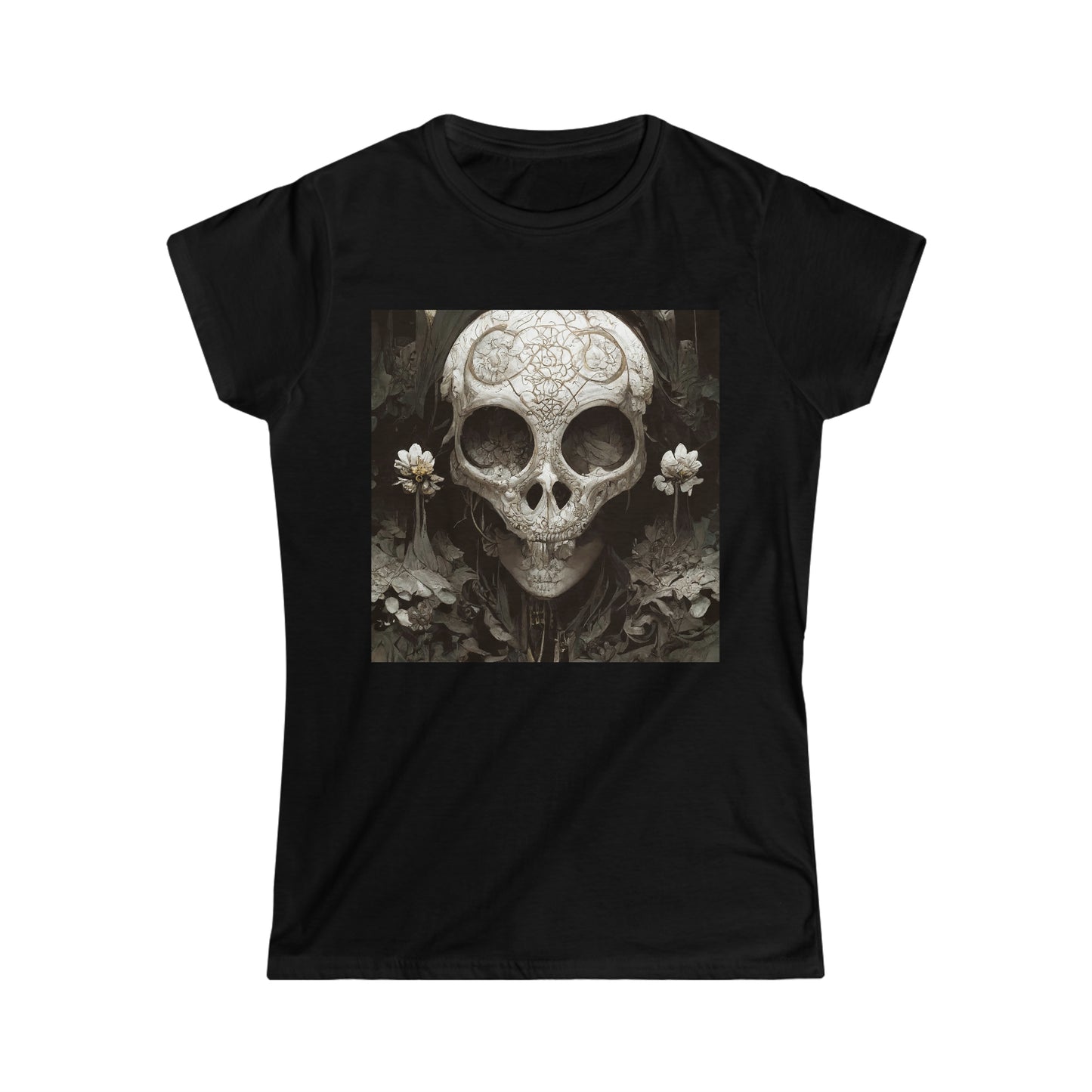 Women's Softstyle Tee- Castle Series- Flower Skull 2