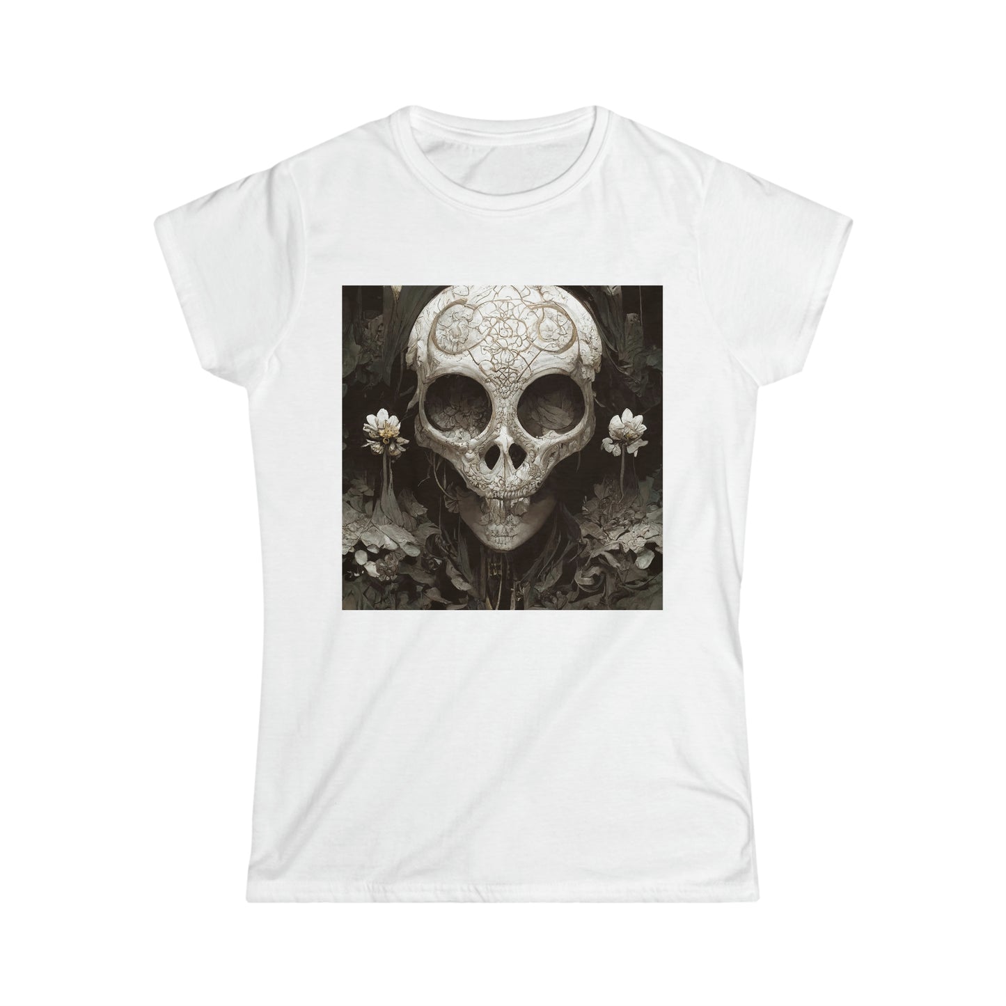 Women's Softstyle Tee- Castle Series- Flower Skull 2