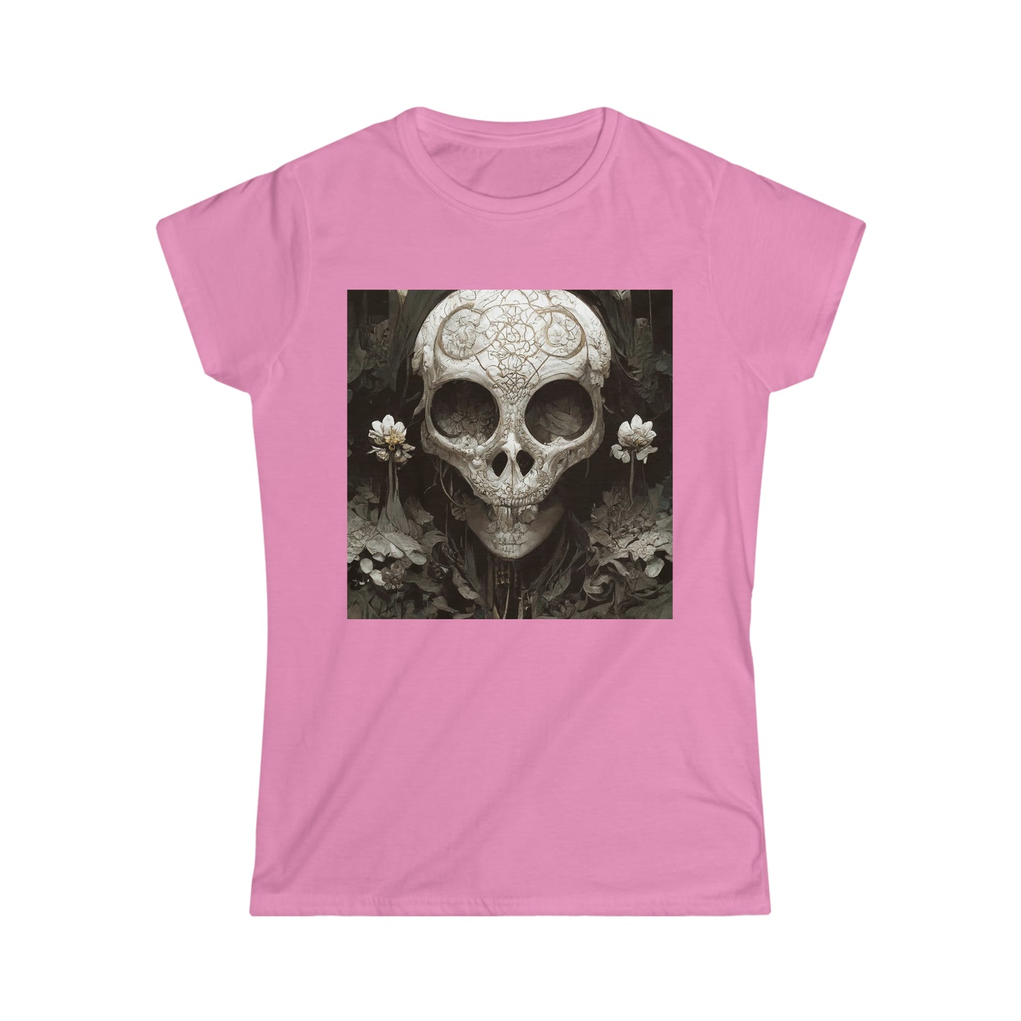 Women's Softstyle Tee- Castle Series- Flower Skull 2