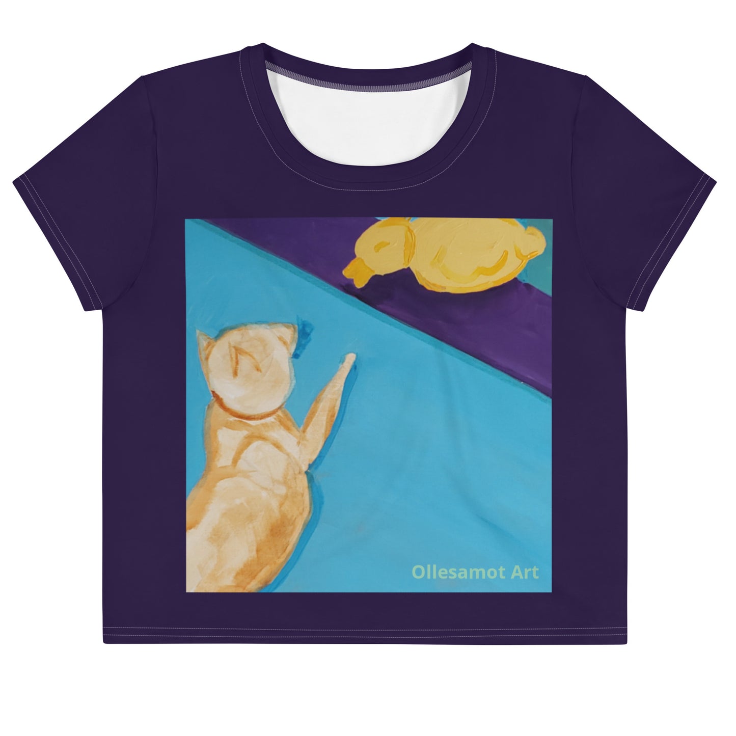 Women's All-Over Print Crop Tee- Elmira Series: Cat and Duck