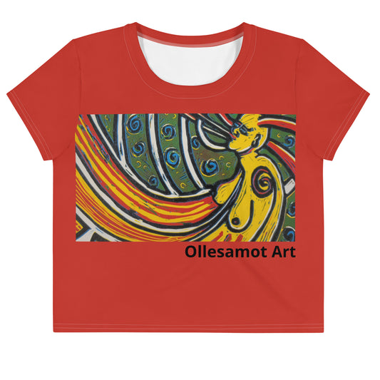 Women's All-Over Print Crop Tee- Celestial Being Series: OG- Red Crop