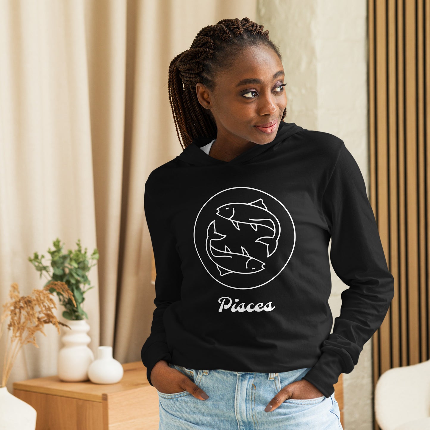 Hooded long-sleeve tee- Classic Zodiac: Pisces