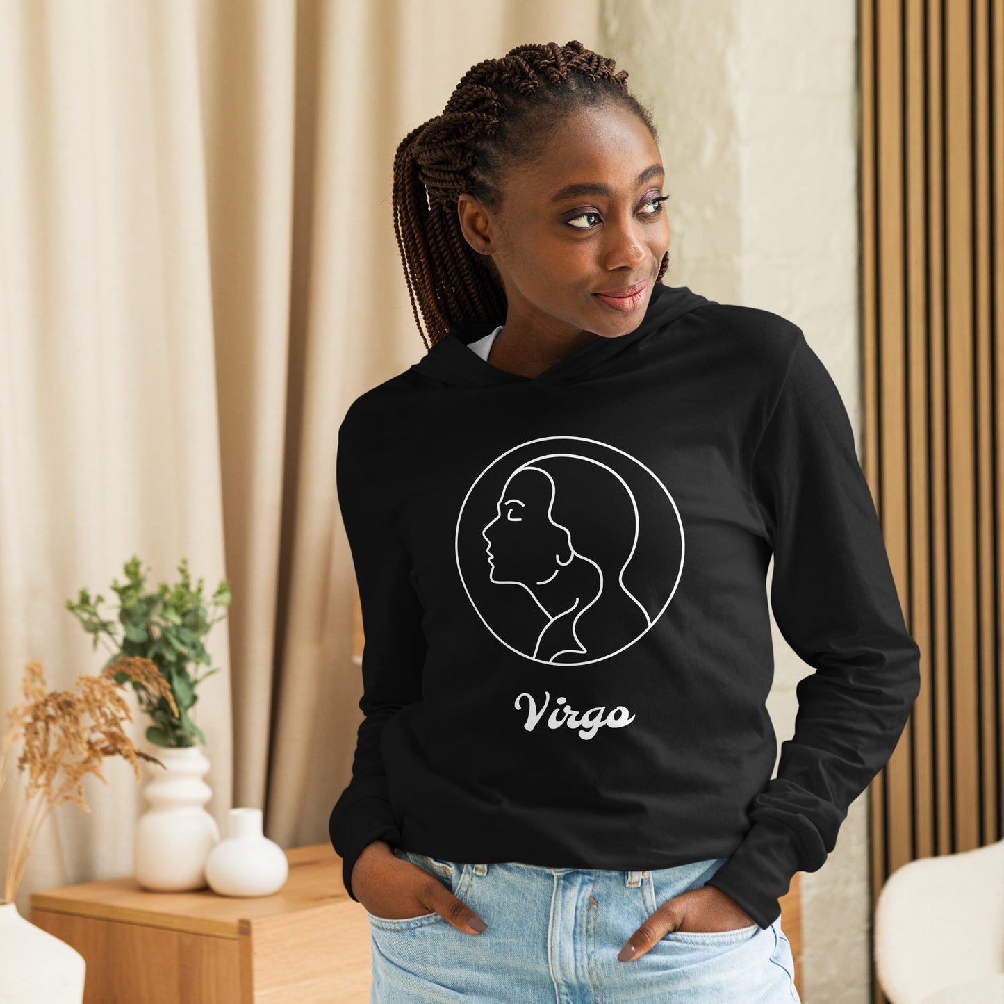 Hooded long-sleeve tee- Classic Zodiac: Virgo