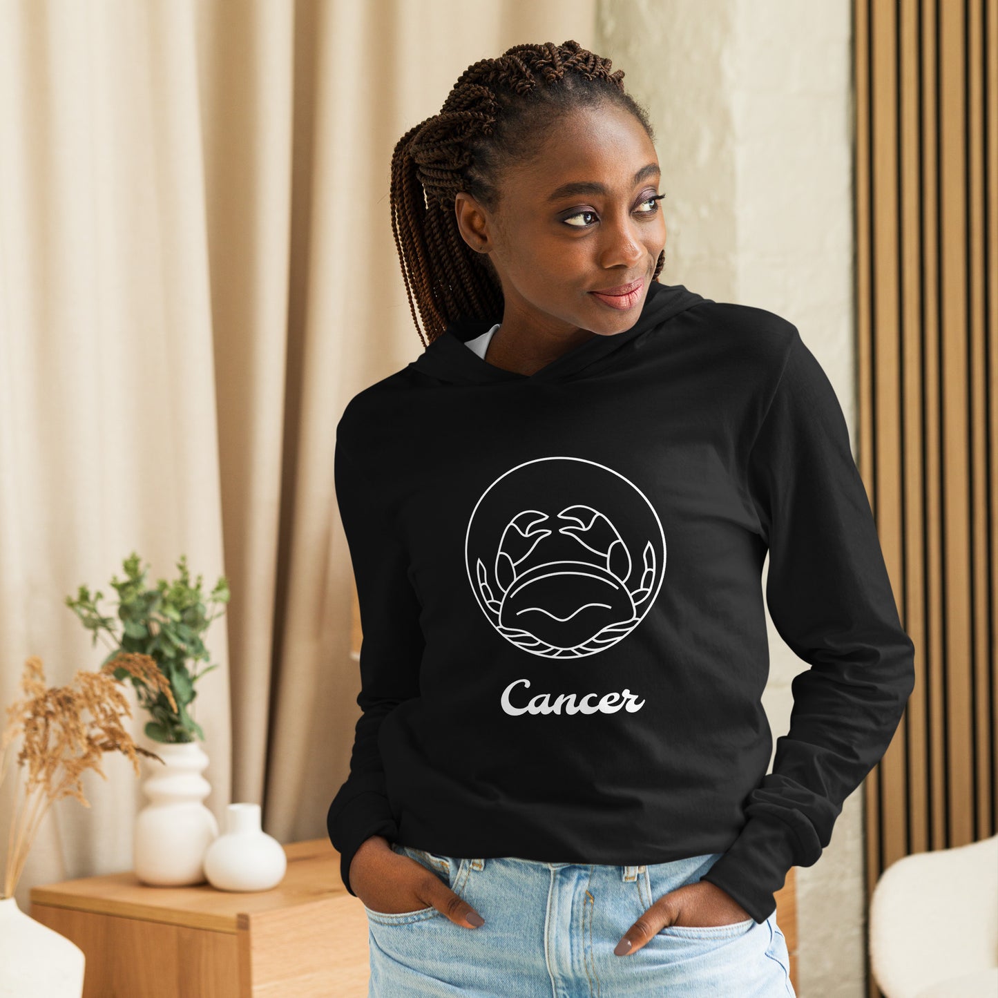 Hooded long-sleeve tee- Classic Zodiac: Cancer