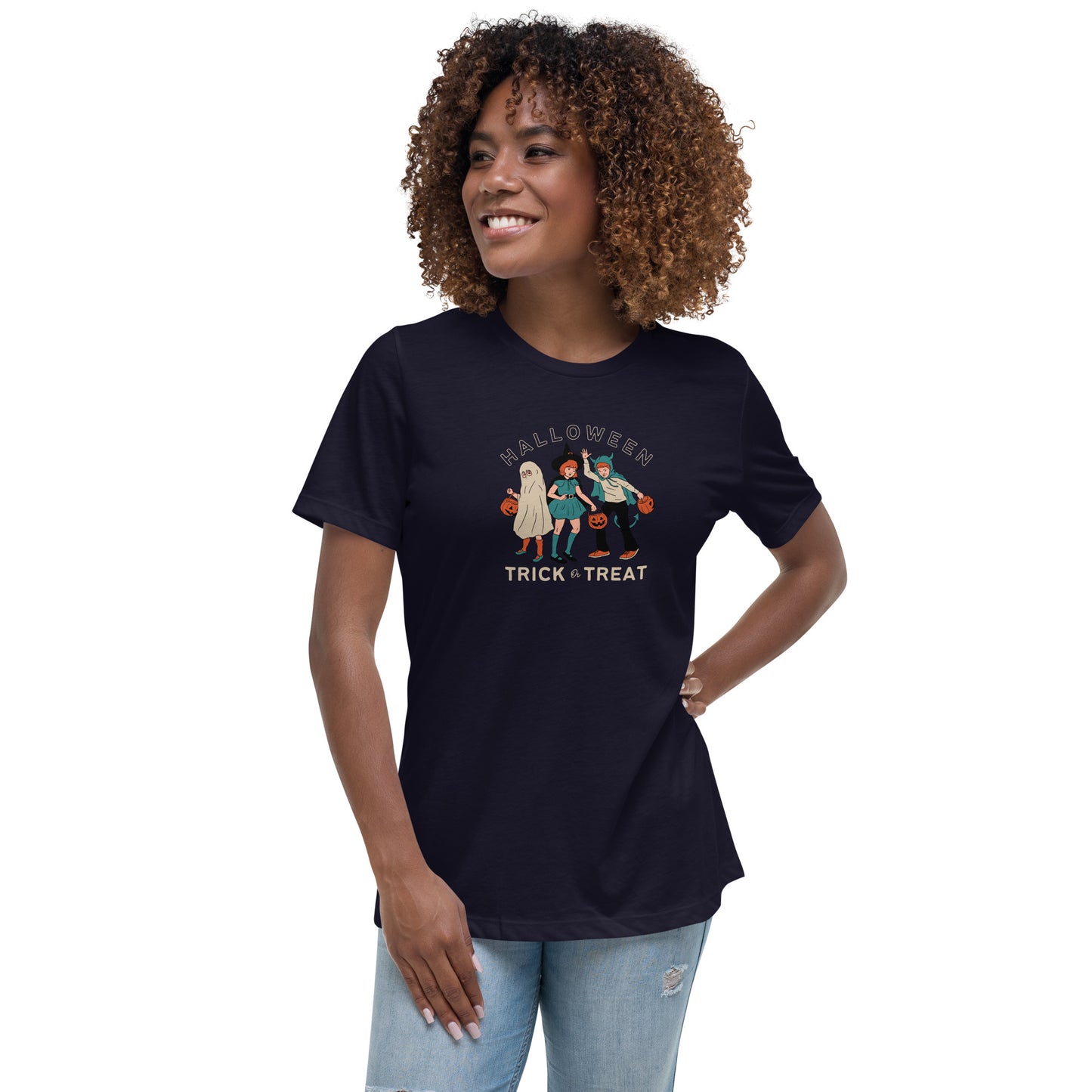 Women's Relaxed T-Shirt- Ghouls Series: Trick or Treat 1